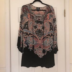 LONG SLEEVE PAISLEY DRESS